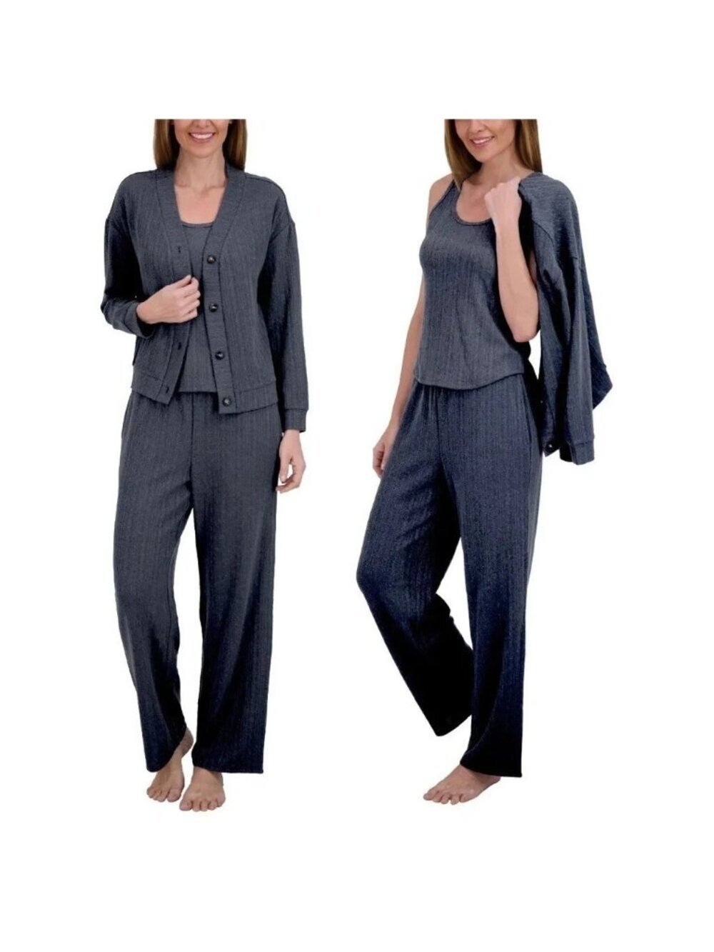 NWT Live 2 Lounge Women's L 3-Piece Lounge Set Navy  B0830